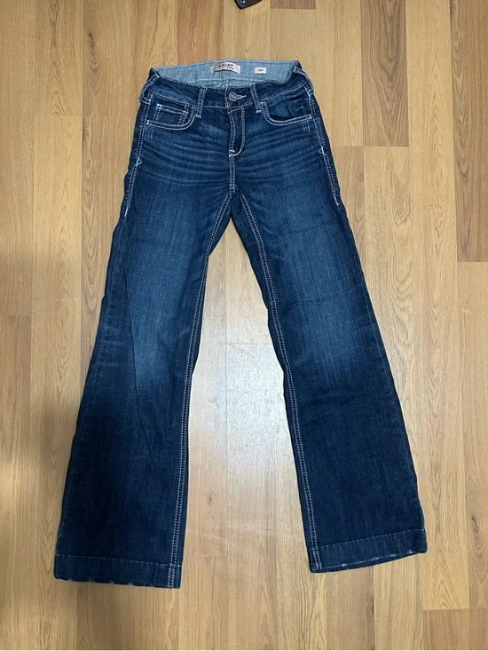 Ariat R.E.A.L. Denim Bootcut Jeans Women’s 25R Dark Wash Contrast Stitch - Picture 4 of 4